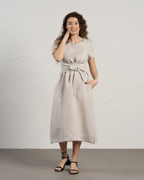Vestido corto cruzado Obi Milly natural
