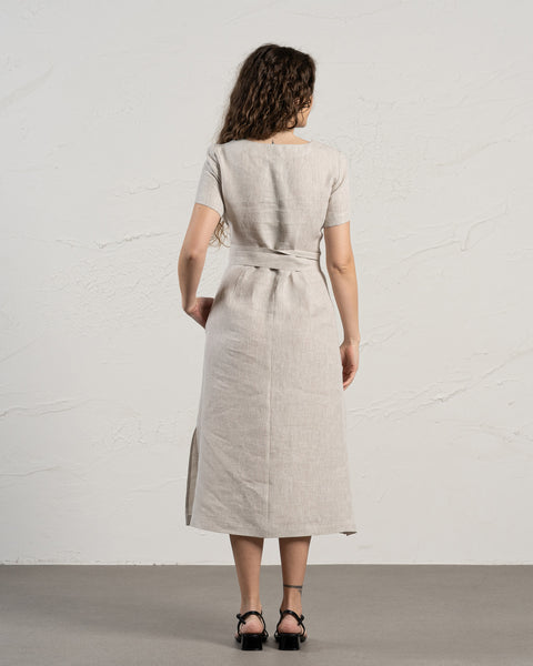 Vestido corto cruzado Obi Milly natural