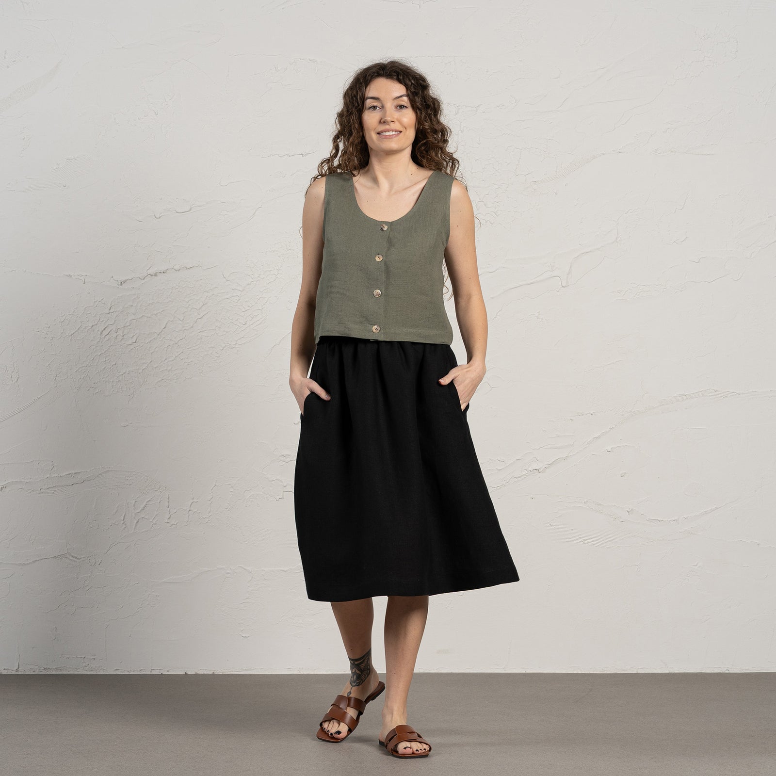 Falda midi Sophia Negro Puro