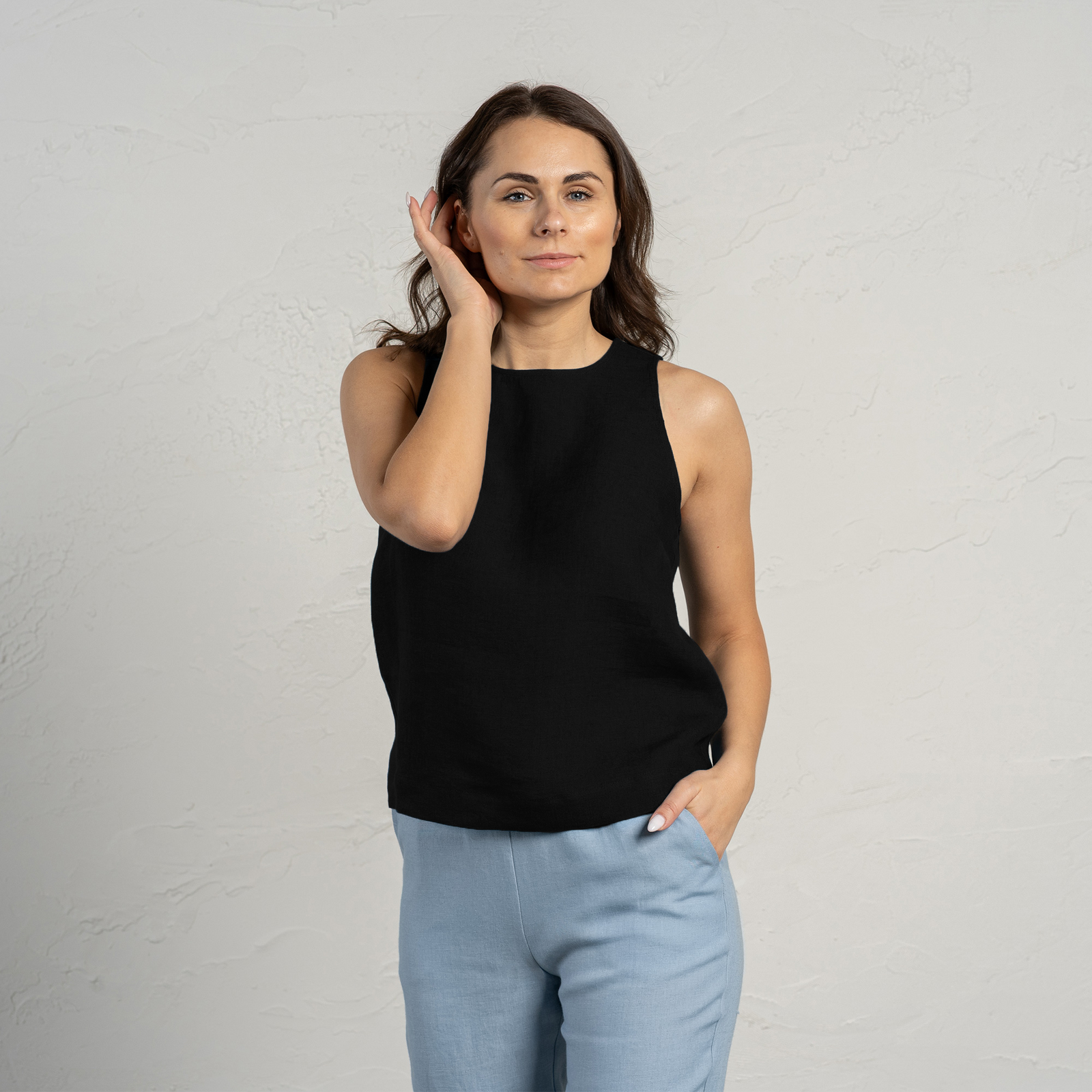 Camiseta de Cuello Alto Nina Azul Nublado