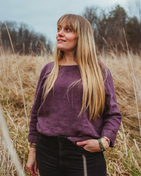 Blusa de Lino Nora Sombra Púrpura