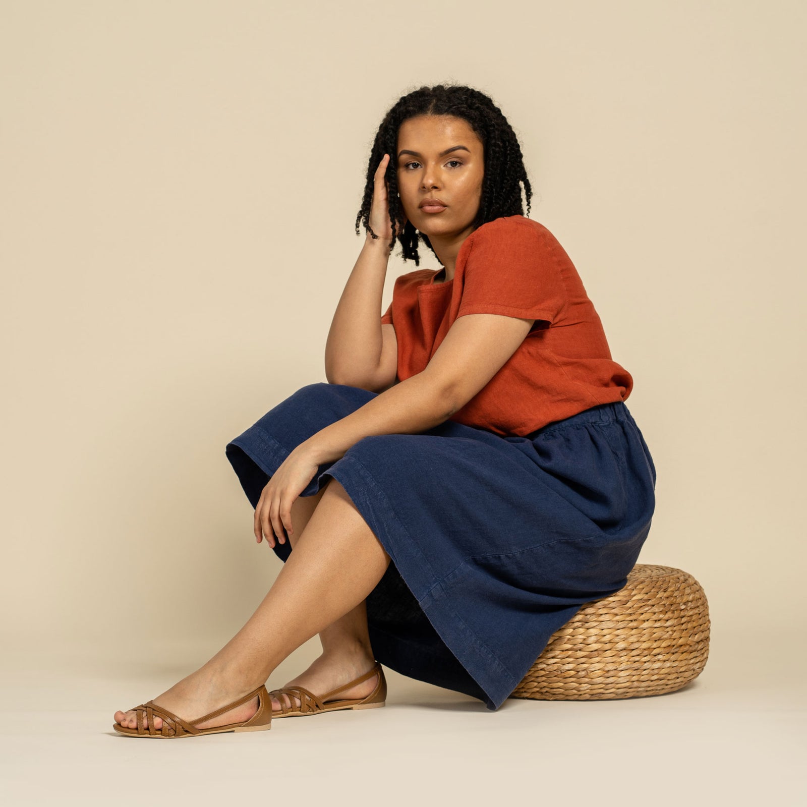 Falda midi Sophia azul tormenta