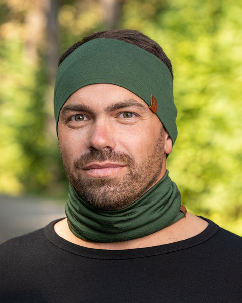 Men's Headband and Gaiter Set Dark Green