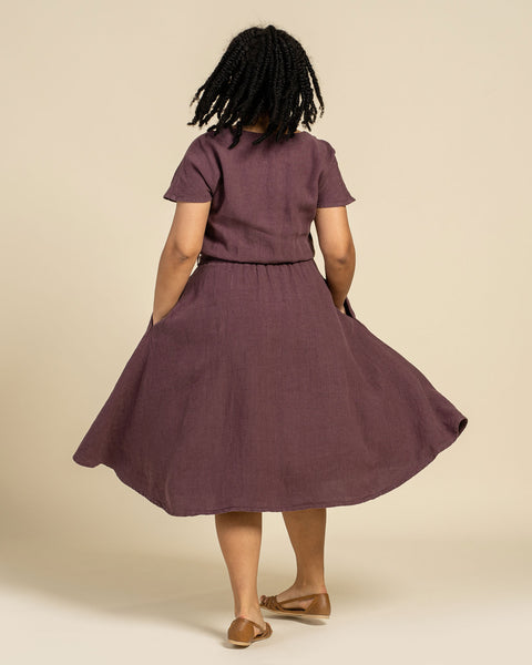 Vestido de lino con botones delanteros Brigit para figura de talla grande