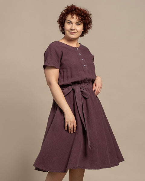 Vestido de lino con botones delanteros Brigit para figura de talla grande