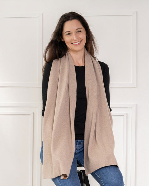 Bufanda de punto para mujer de merino y cachemira