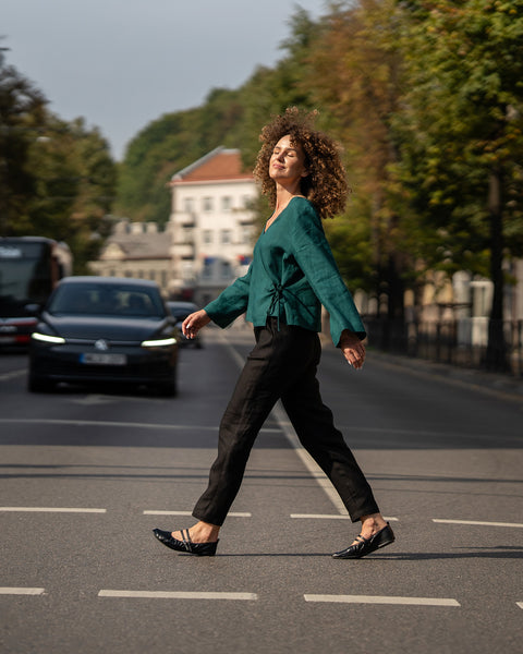 Pantalones de lino Dakota en negro puro