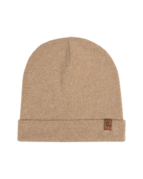 Gorro de punto para hombre de merino y cachemira beige cremoso