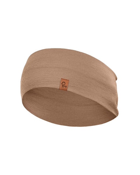 Beige merino wool headband soft breathable temperature regulating unisex ear warmer