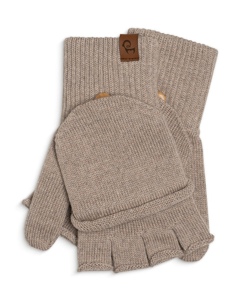 Imagen del pack de los guantes convertibles premium de menique en color beige cremoso sobre fondo blanco