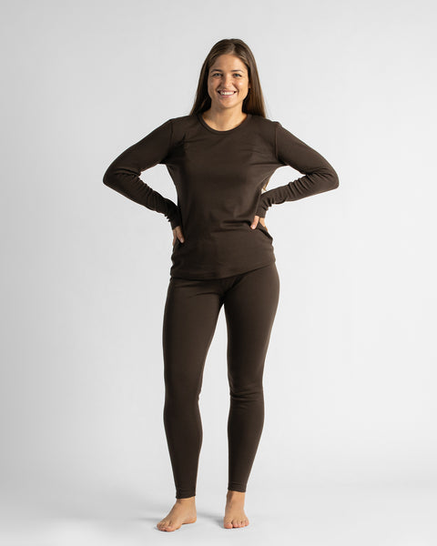 Camiseta térmica de manga larga 250 para mujer Marrón chocolate