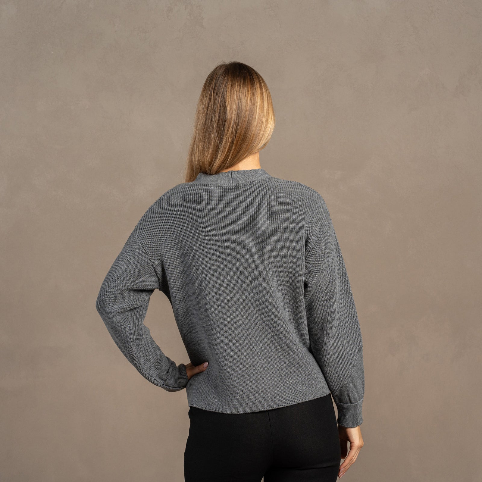 Cárdigan de lana merina para mujer Hazel gris oscuro