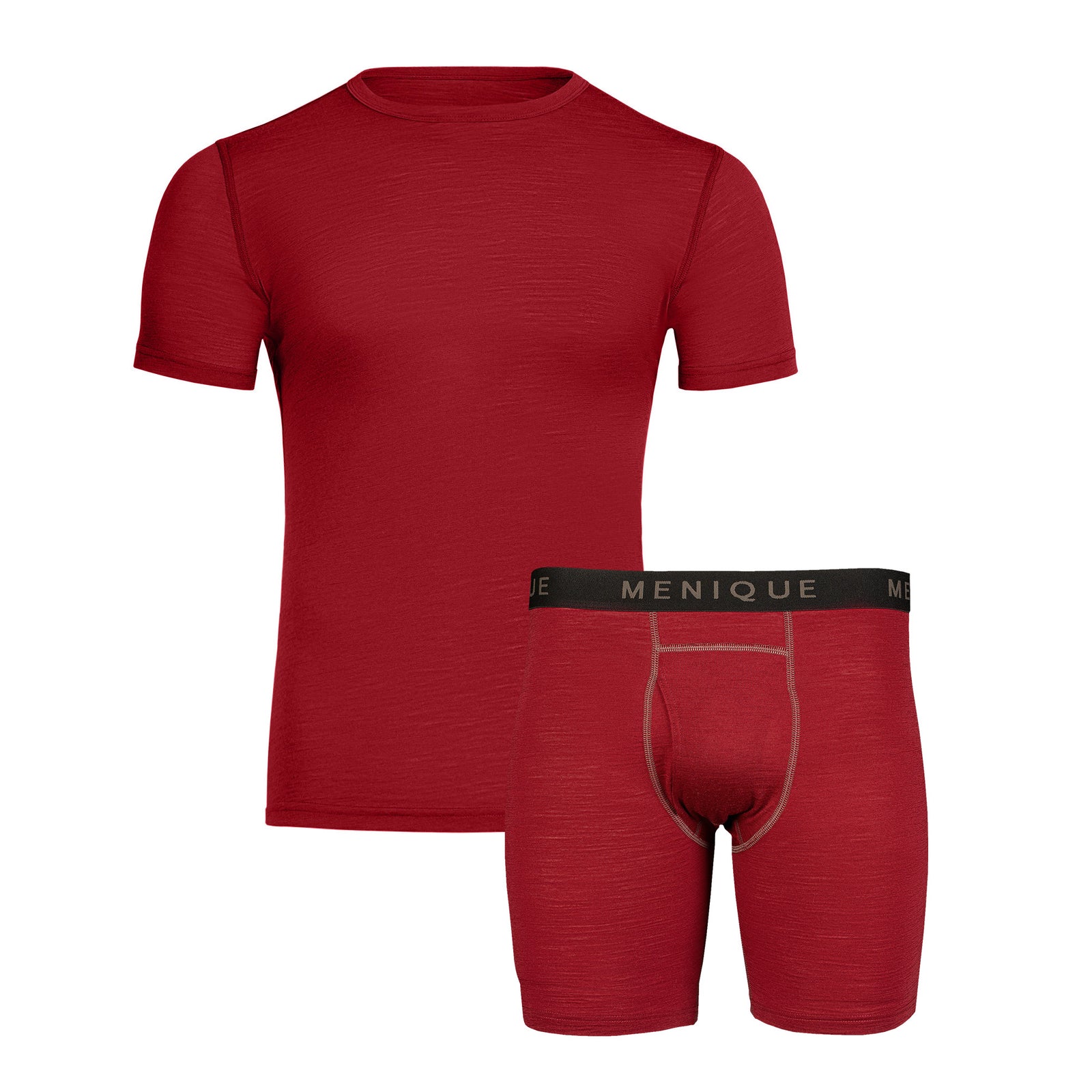 menique merino conjunto de bóxers y camisetas para hombre rojo cereza real