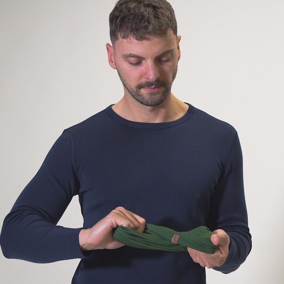 Braga de cuello de merino para hombre verde oscuro