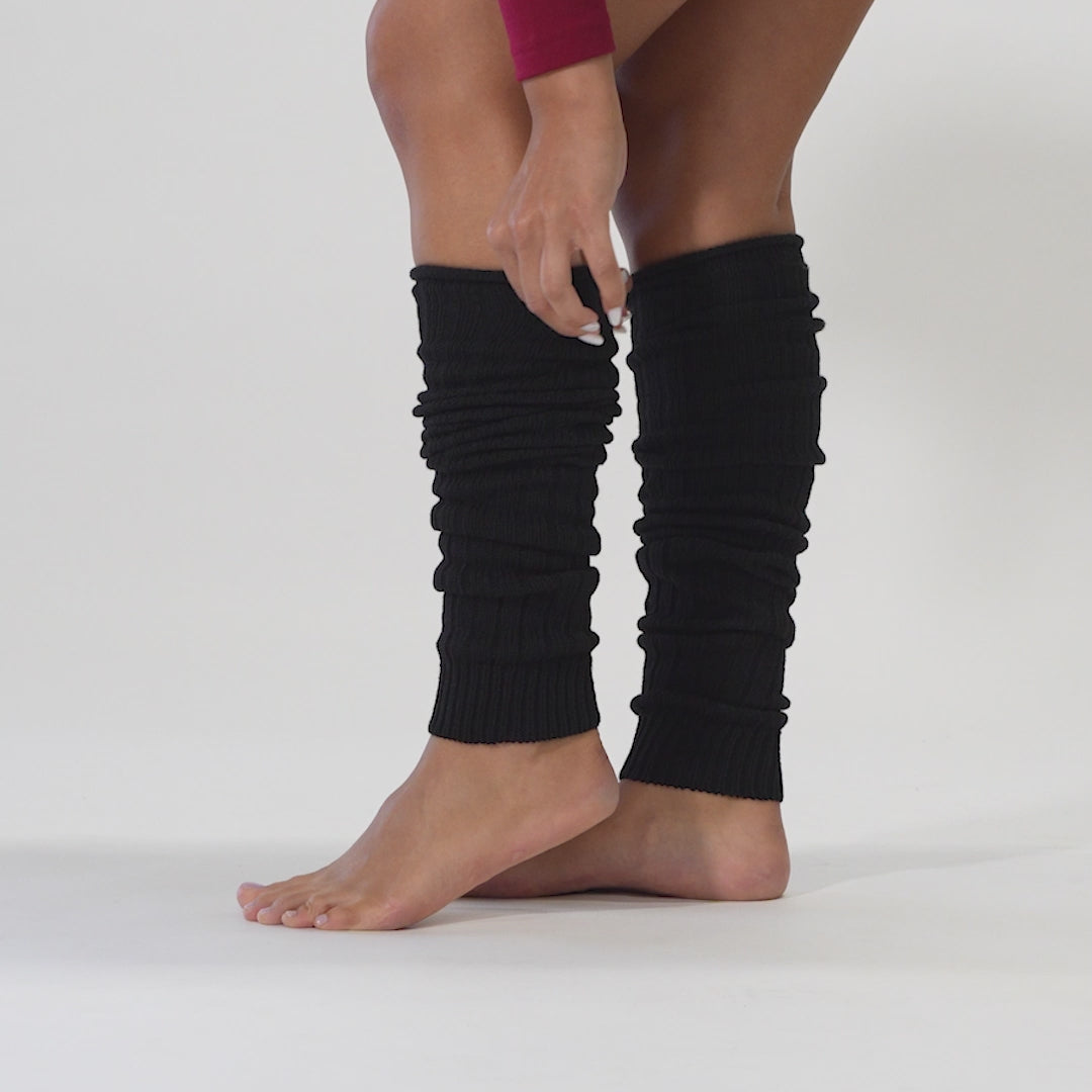 Calentadores de piernas holgados de punto acanalado para mujer