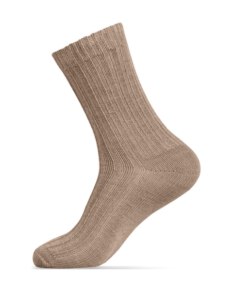 Calcetines de canalé beige para mujer, de lana merina – suaves, transpirables y que regulan la temperatura, ideales para el uso diario.