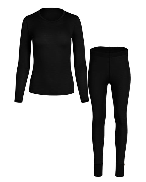Conjunto de 2 piezas para mujer: camiseta de manga larga 160 y pantalones largos en negro