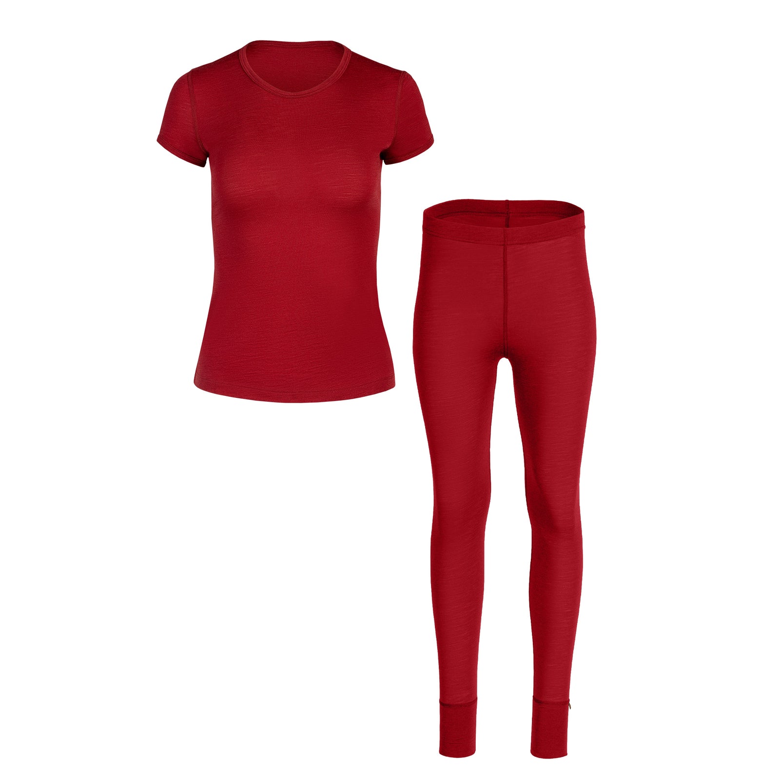 Conjunto de 2 piezas para mujer 160 Merino de manga corta y pantalón cereza real
