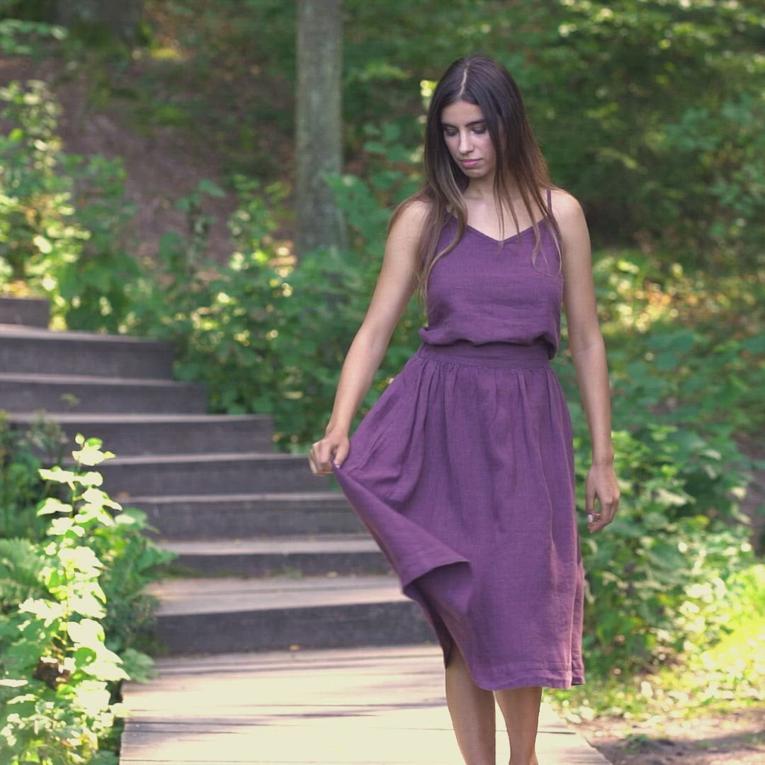 Top de lino sin mangas Kim Sombra Púrpura