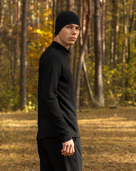 Conjunto para hombre Merino 250 de camiseta con cremallera en el cuello y pantalones deportivos negros