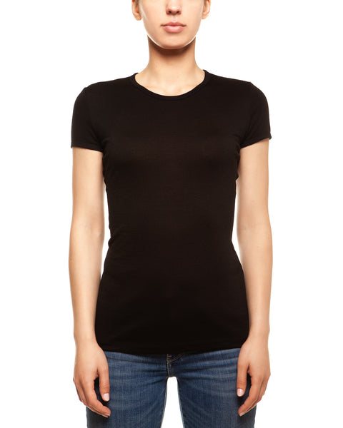 Conjunto de 2 piezas para mujer en merino 160: camiseta de manga corta y pantalón negro